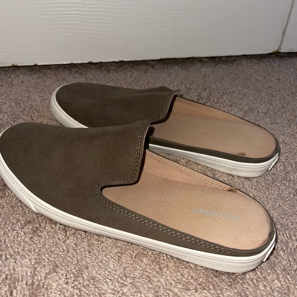 Old navy slip on canvas shoe; army green; worn once